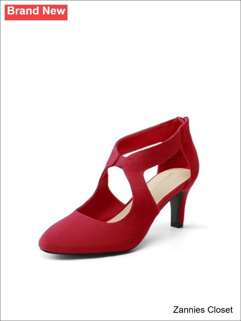✨ DREAM PAIRS Women's Red Faux Suede Pumps Closed Pointed Toe Kitten Heel
